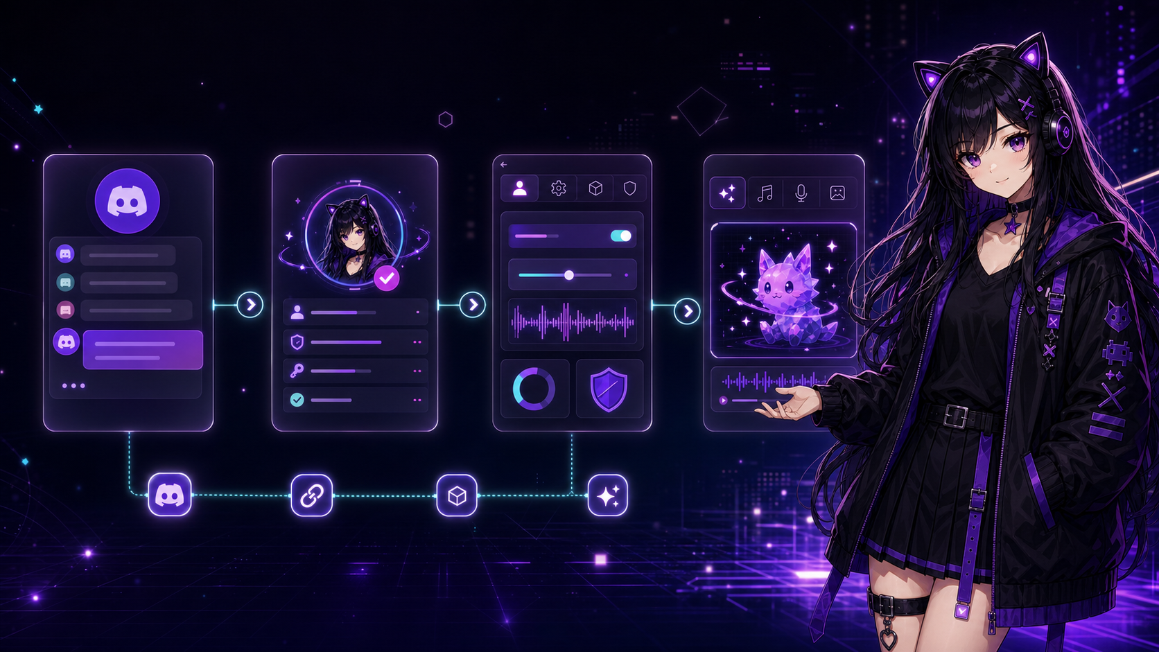 Flujo visual de Rinari AI en Discord
